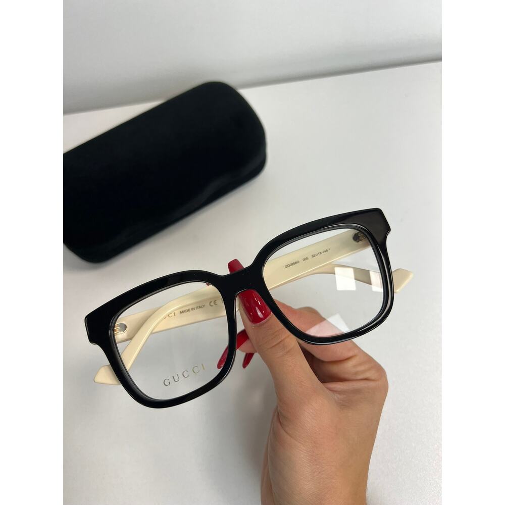 NEW Gucci GG0958O 005 Black Ivory Square Eyeglass Frames - Picture 3 of 9